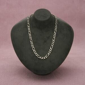 sterling silver italy 3mm figaro chain necklace size 23.75in